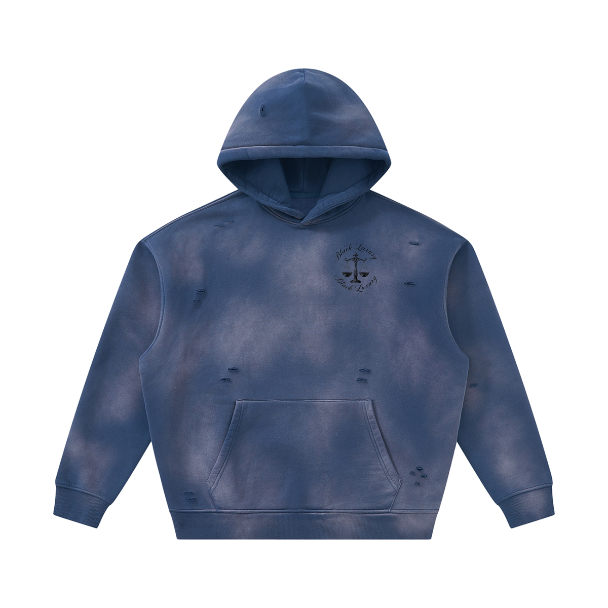 Black Scale Sunfade Frayed Fleece Hoodie
