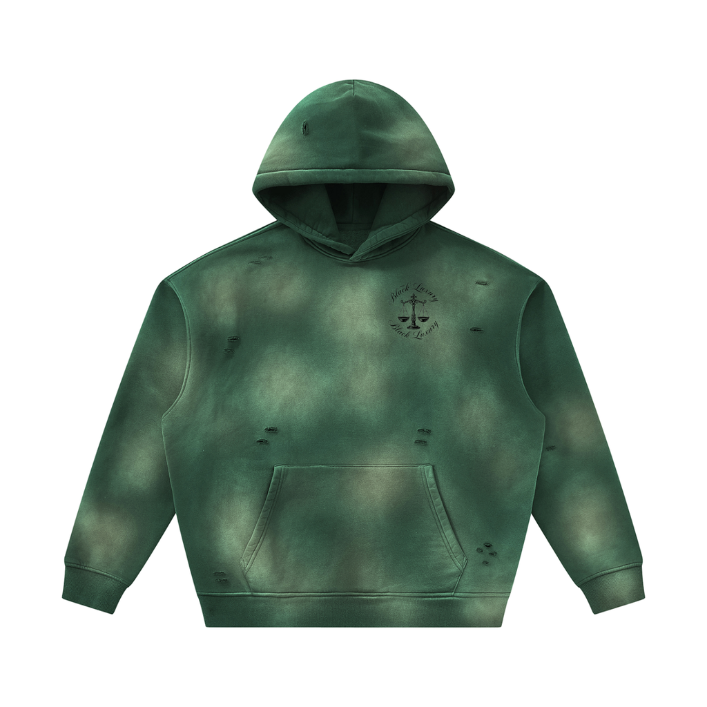 Black Scale Sunfade Frayed Fleece Hoodie
