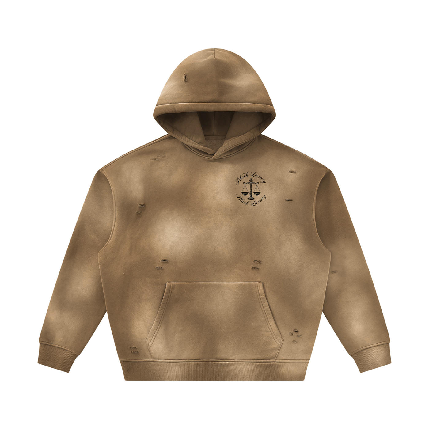 Black Scale Sunfade Frayed Fleece Hoodie
