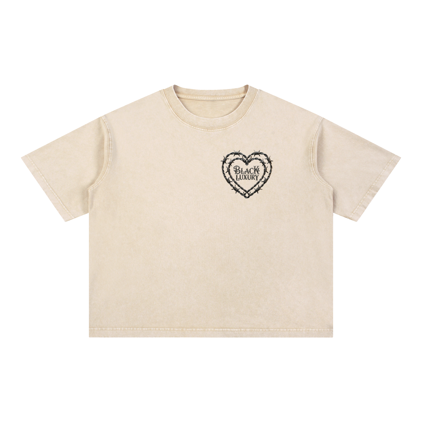 Barbed wire heart Mineral Wash Boxy Cotton T-Shirt
