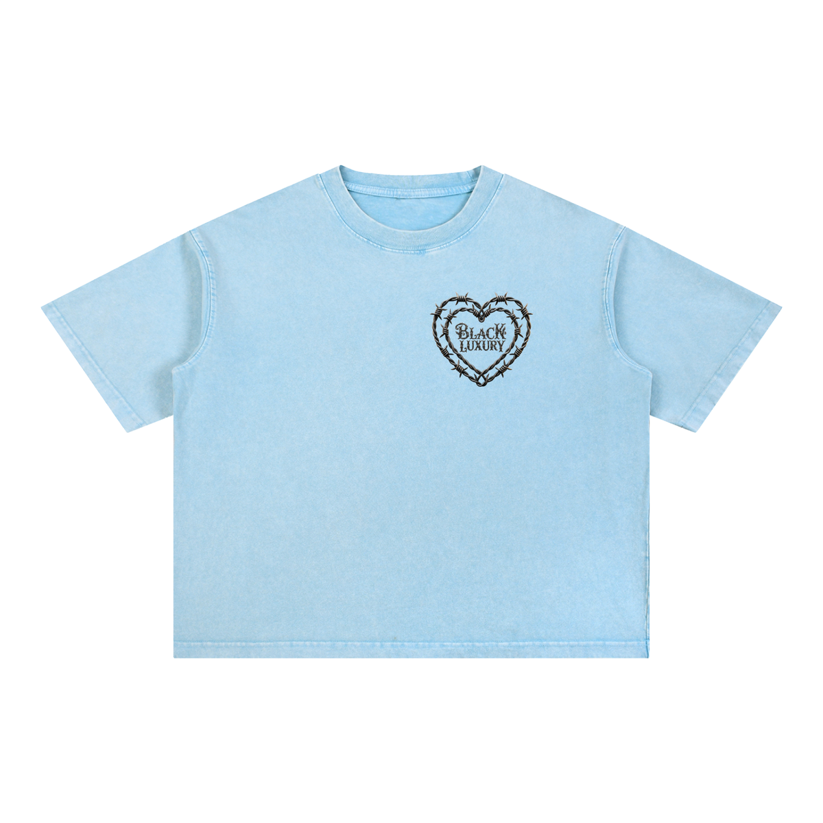 Barbed wire heart Mineral Wash Boxy Cotton T-Shirt