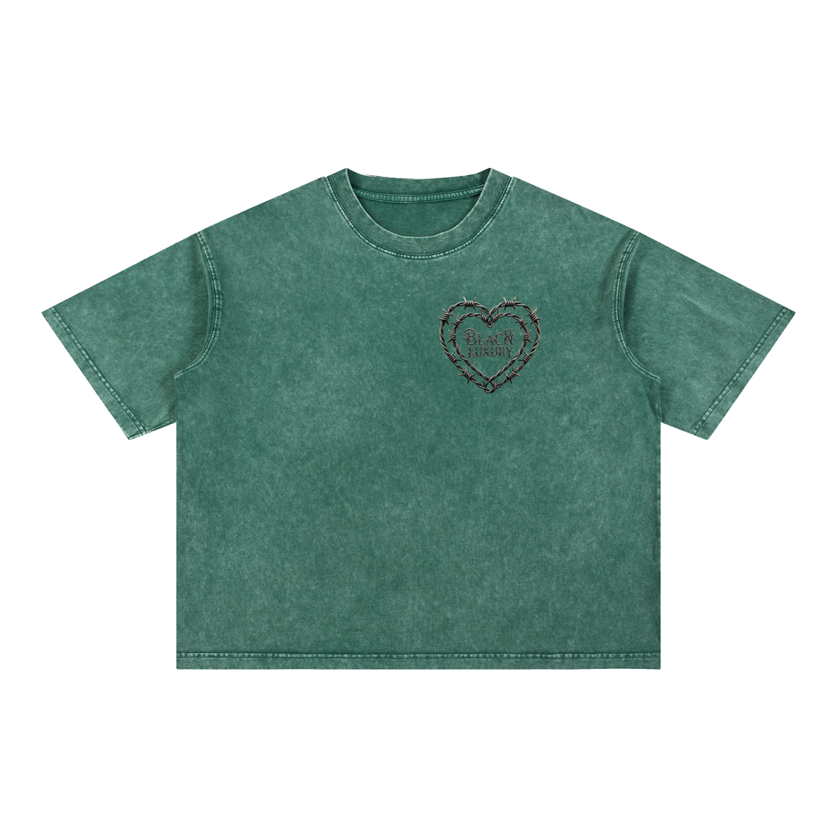 Barbed wire heart Mineral Wash Boxy Cotton T-Shirt