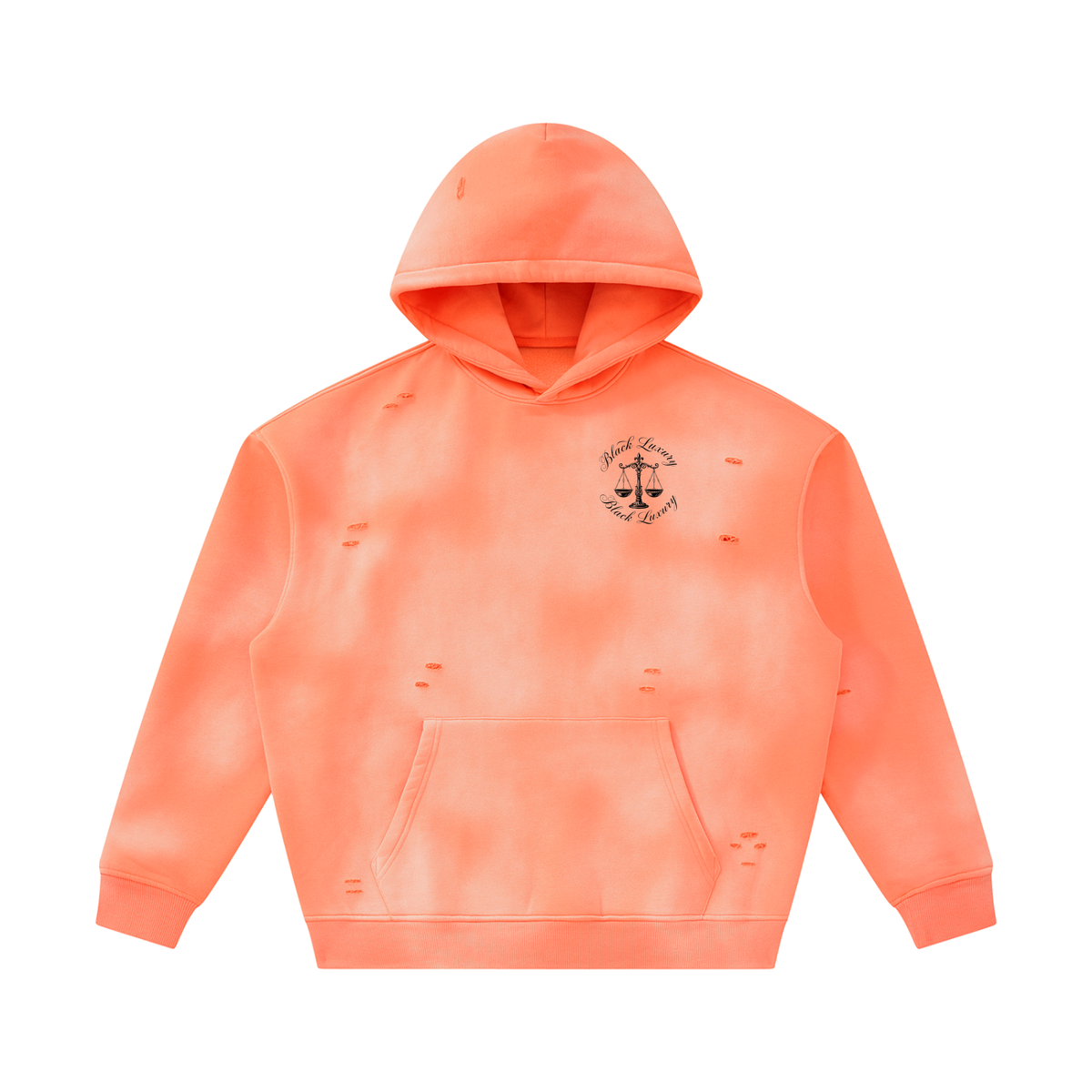 Black Scale Sunfade Frayed Fleece Hoodie