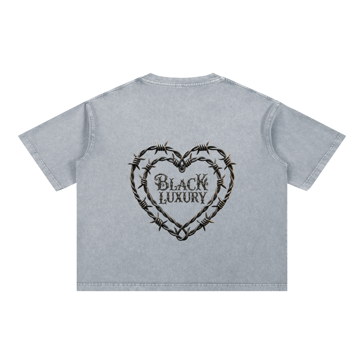 Barbed wire heart Mineral Wash Boxy Cotton T-Shirt