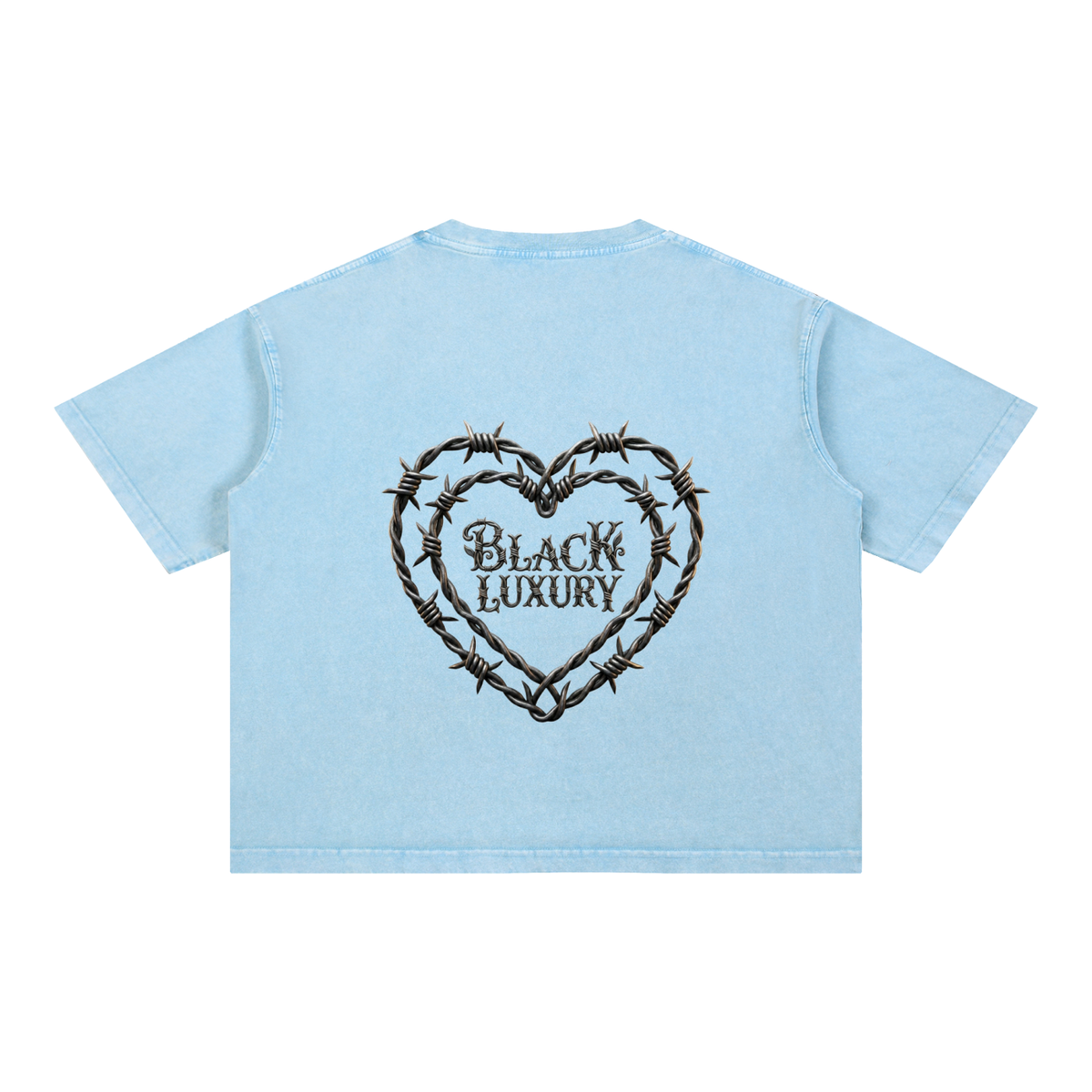 Barbed wire heart Mineral Wash Boxy Cotton T-Shirt