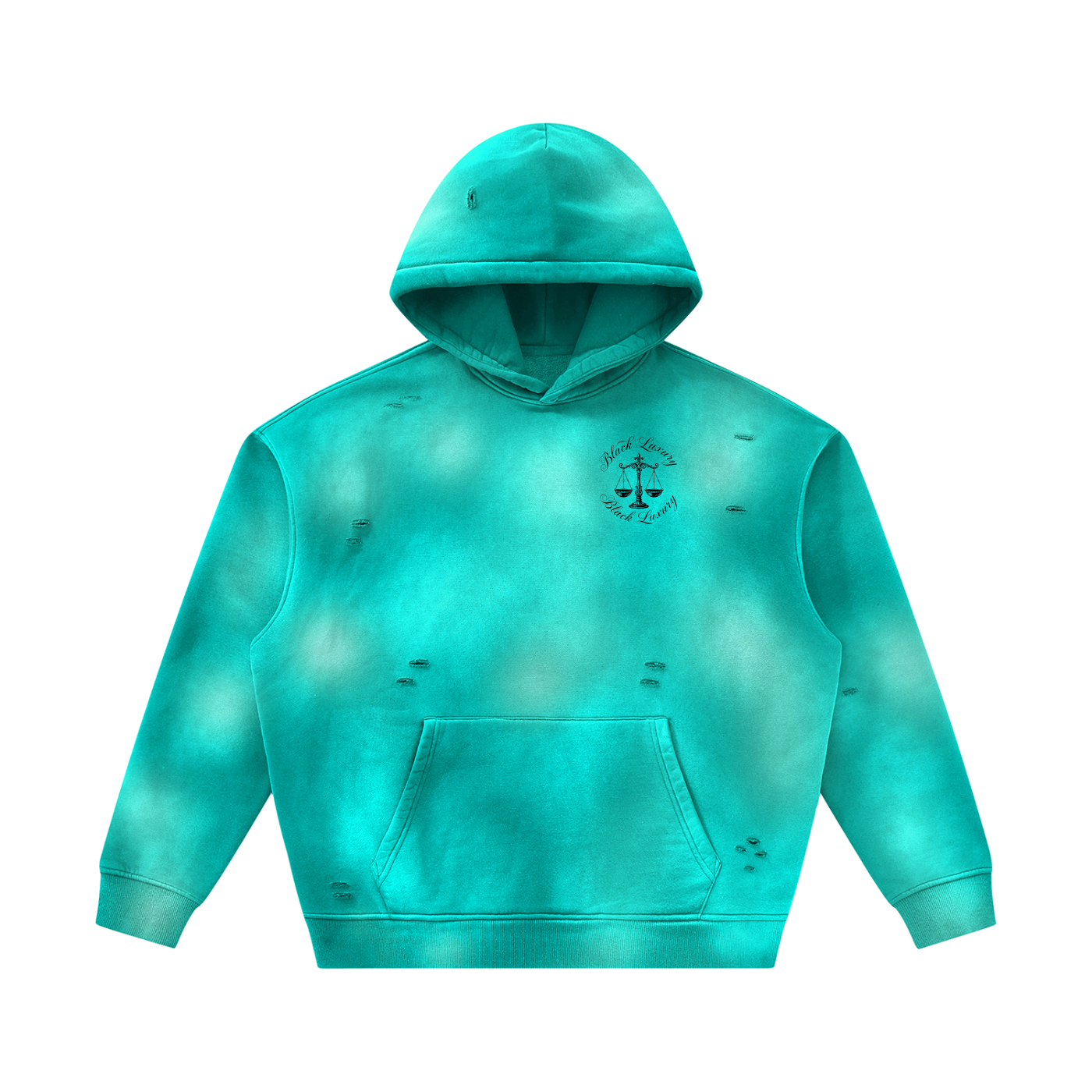 Black Scale Sunfade Frayed Fleece Hoodie