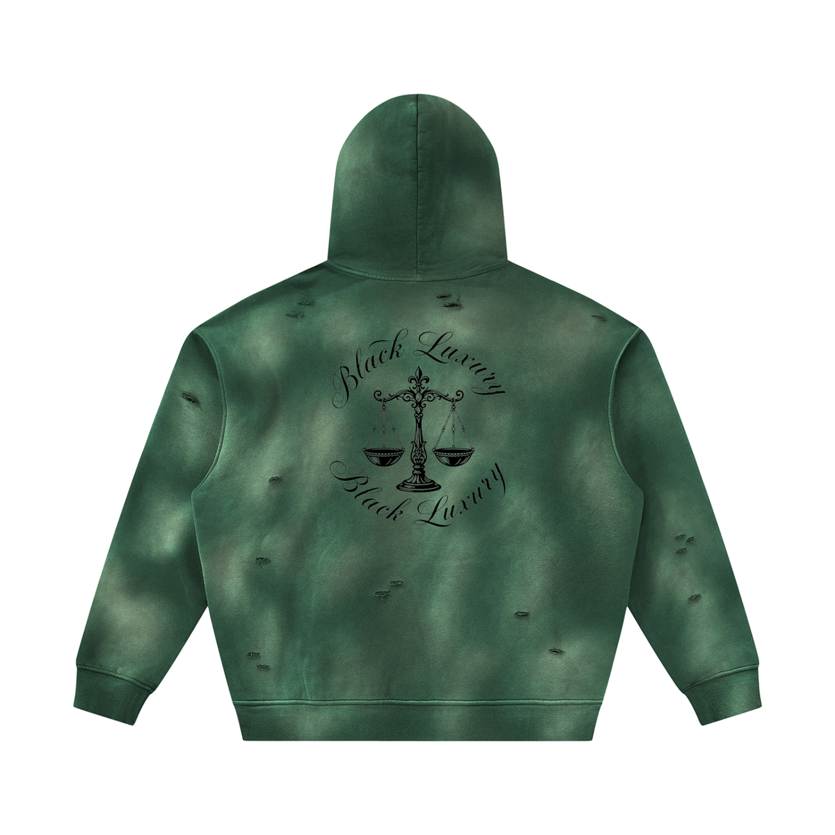 Black Scale Sunfade Frayed Fleece Hoodie