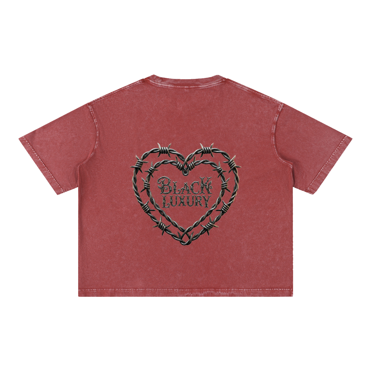 Barbed wire heart Mineral Wash Boxy Cotton T-Shirt