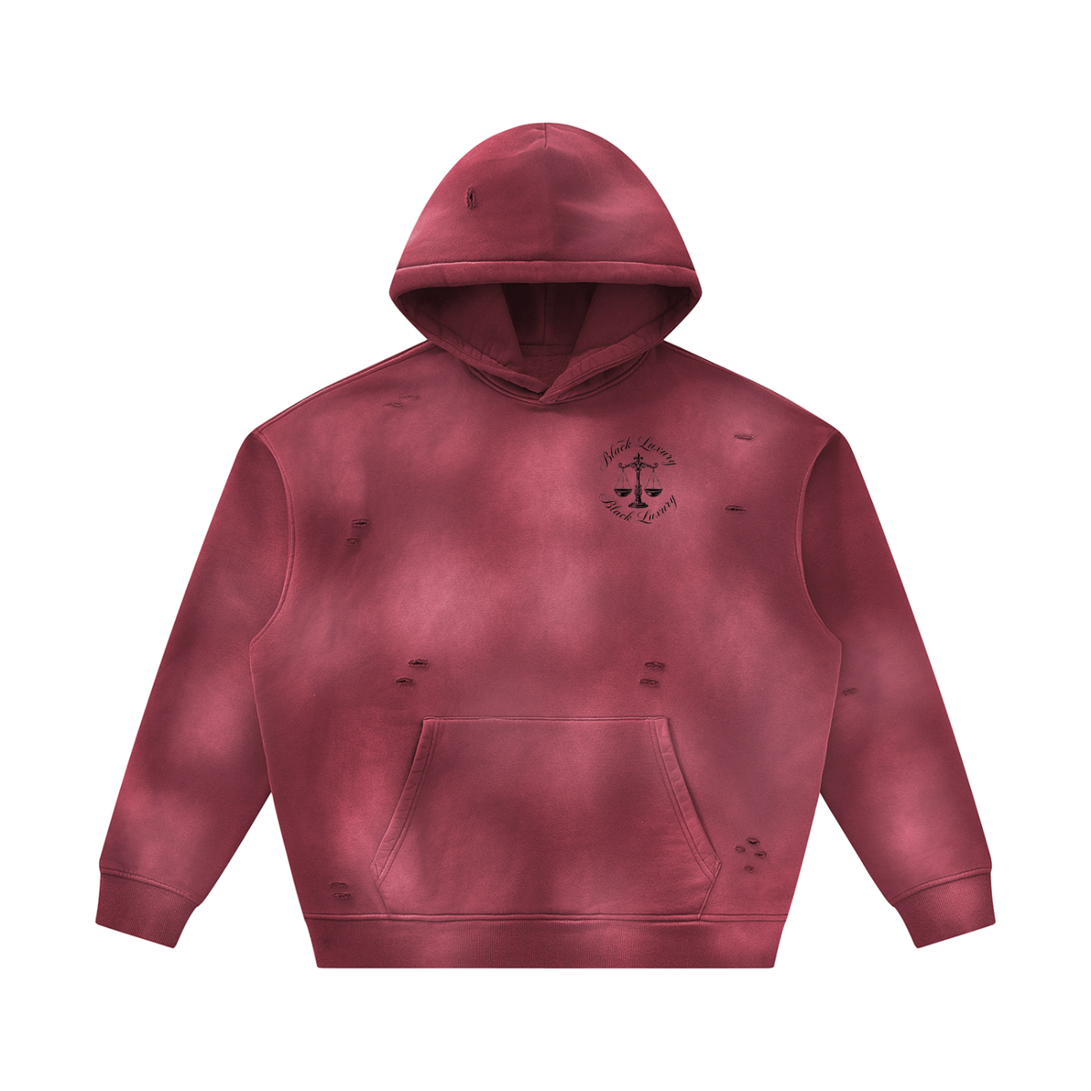 Black Scale Sunfade Frayed Fleece Hoodie
