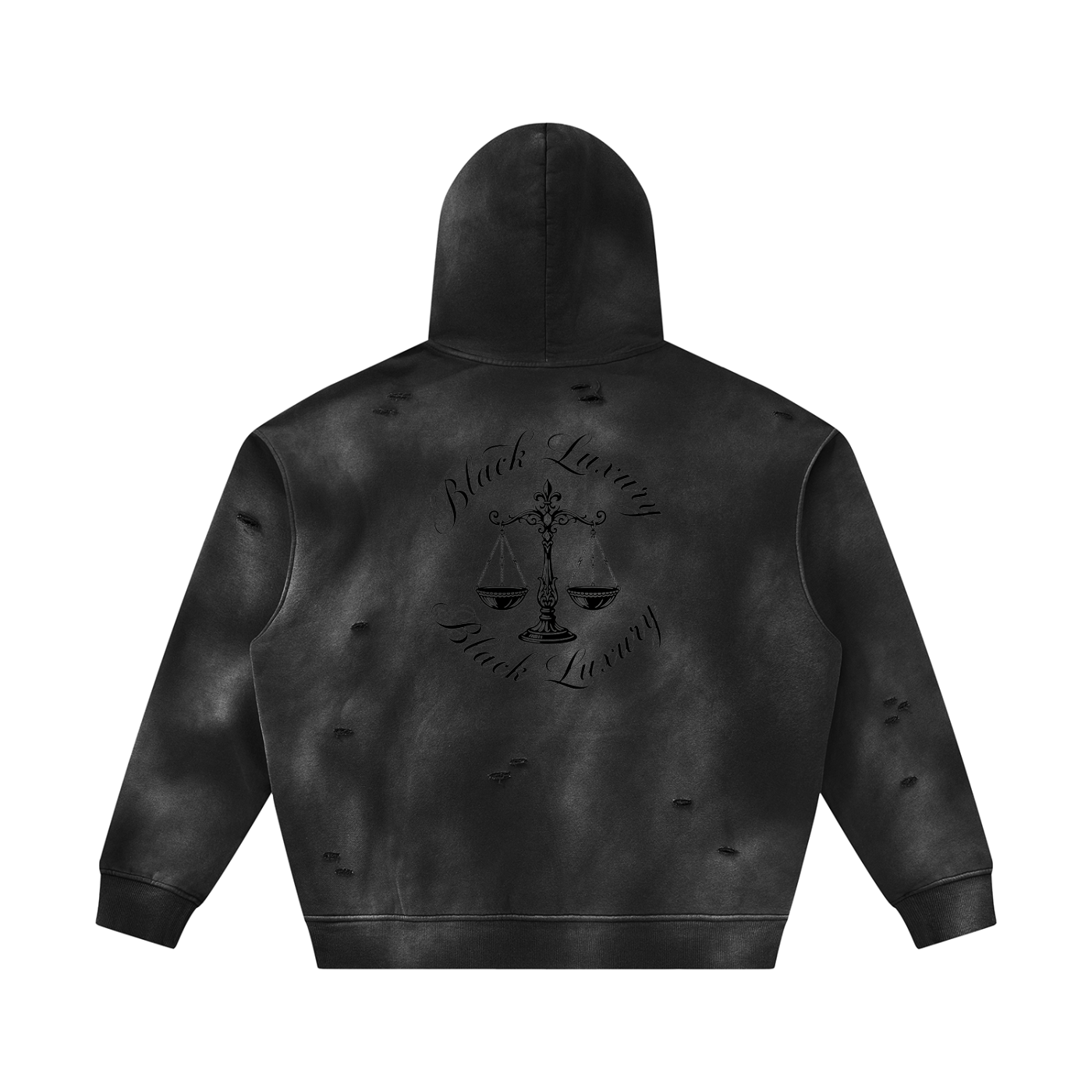 Black Scale Sunfade Frayed Fleece Hoodie