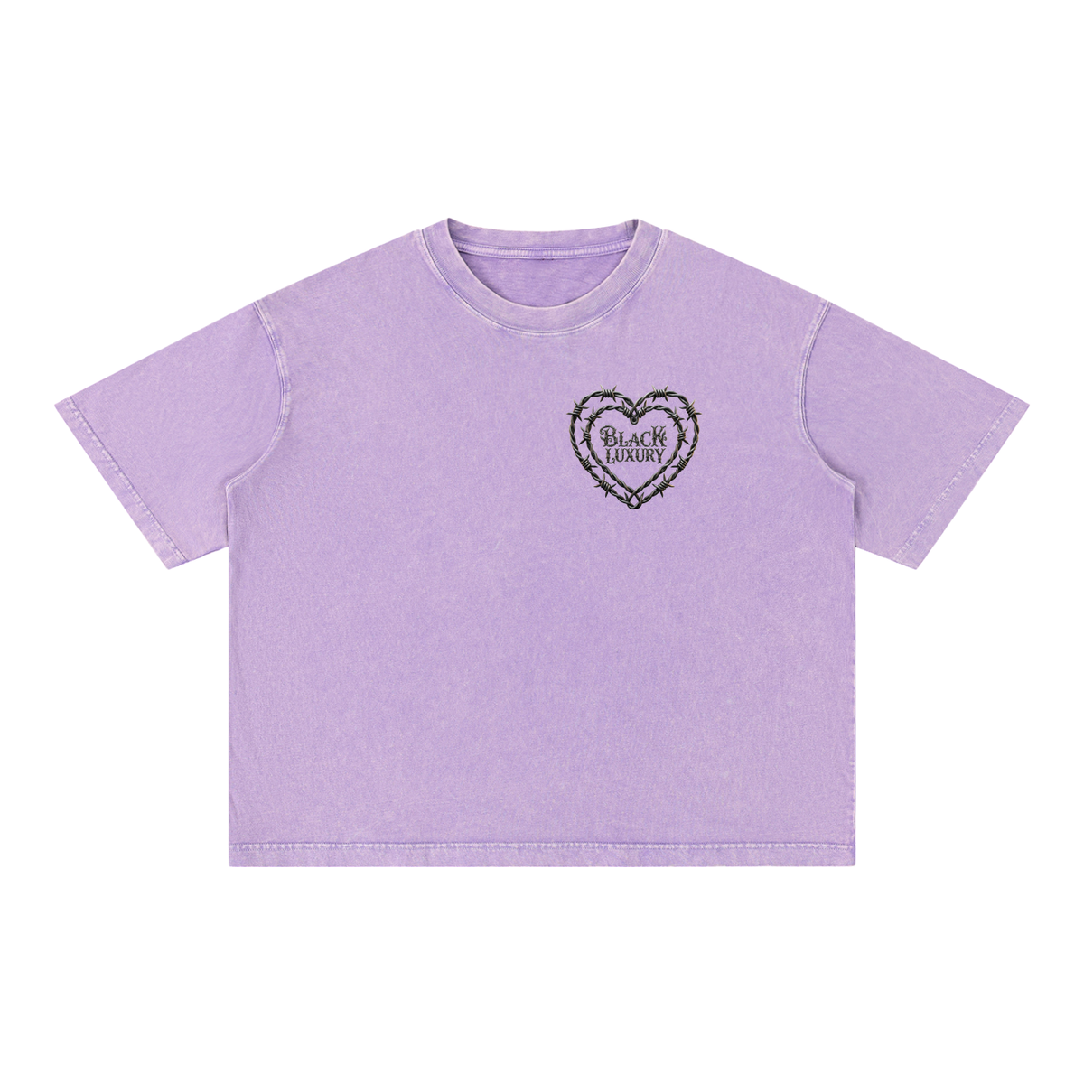 Barbed wire heart Mineral Wash Boxy Cotton T-Shirt
