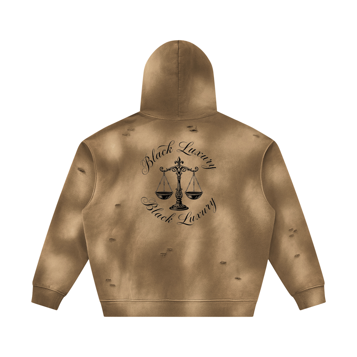 Black Scale Sunfade Frayed Fleece Hoodie