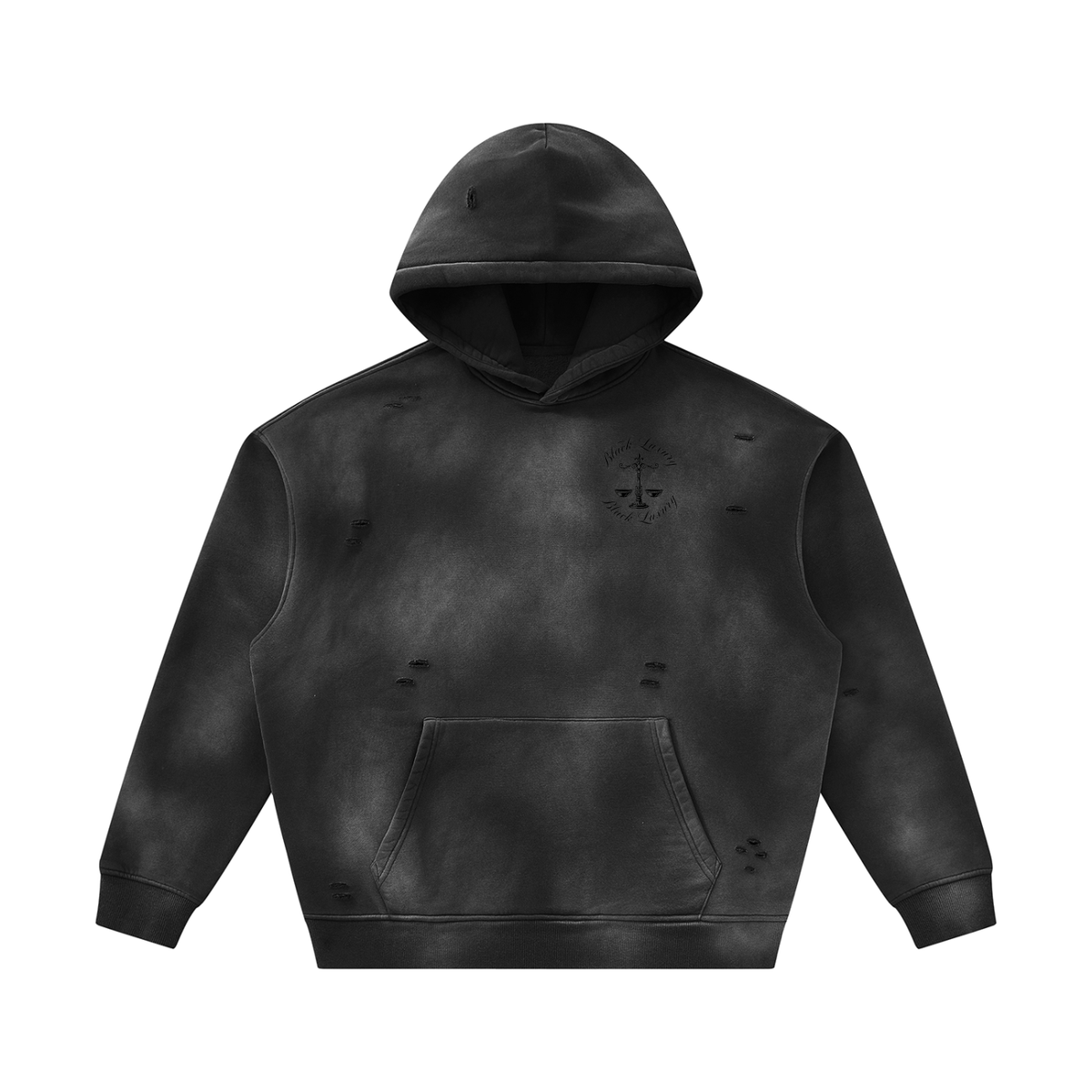Black Scale Sunfade Frayed Fleece Hoodie