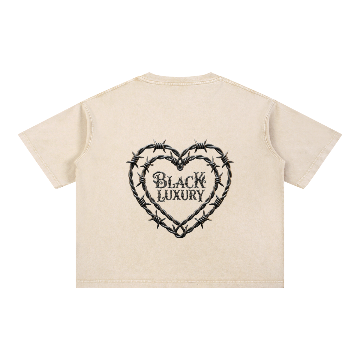 Barbed wire heart Mineral Wash Boxy Cotton T-Shirt