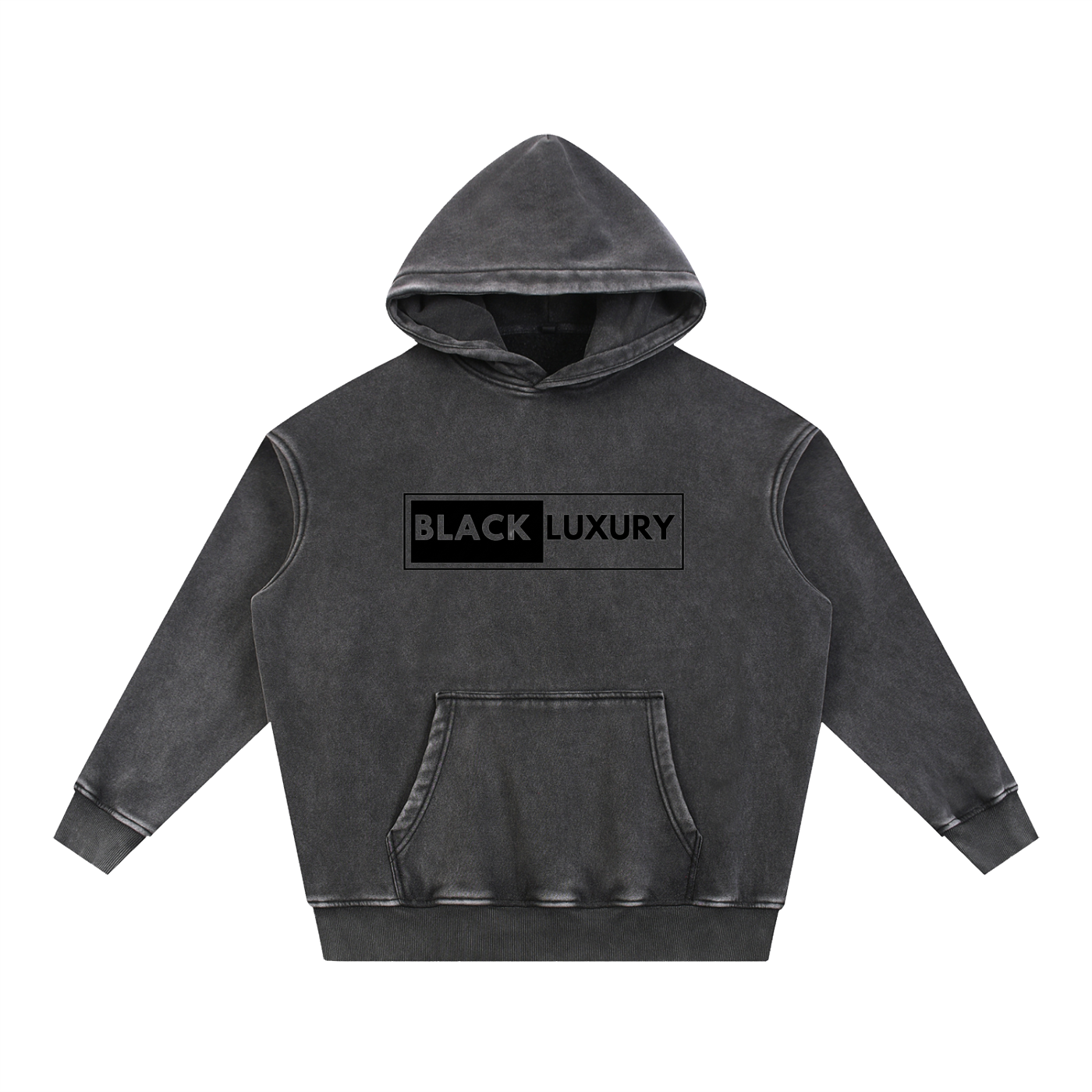 Black classic Logo Snow Wash Fleece Oversize Hoodie