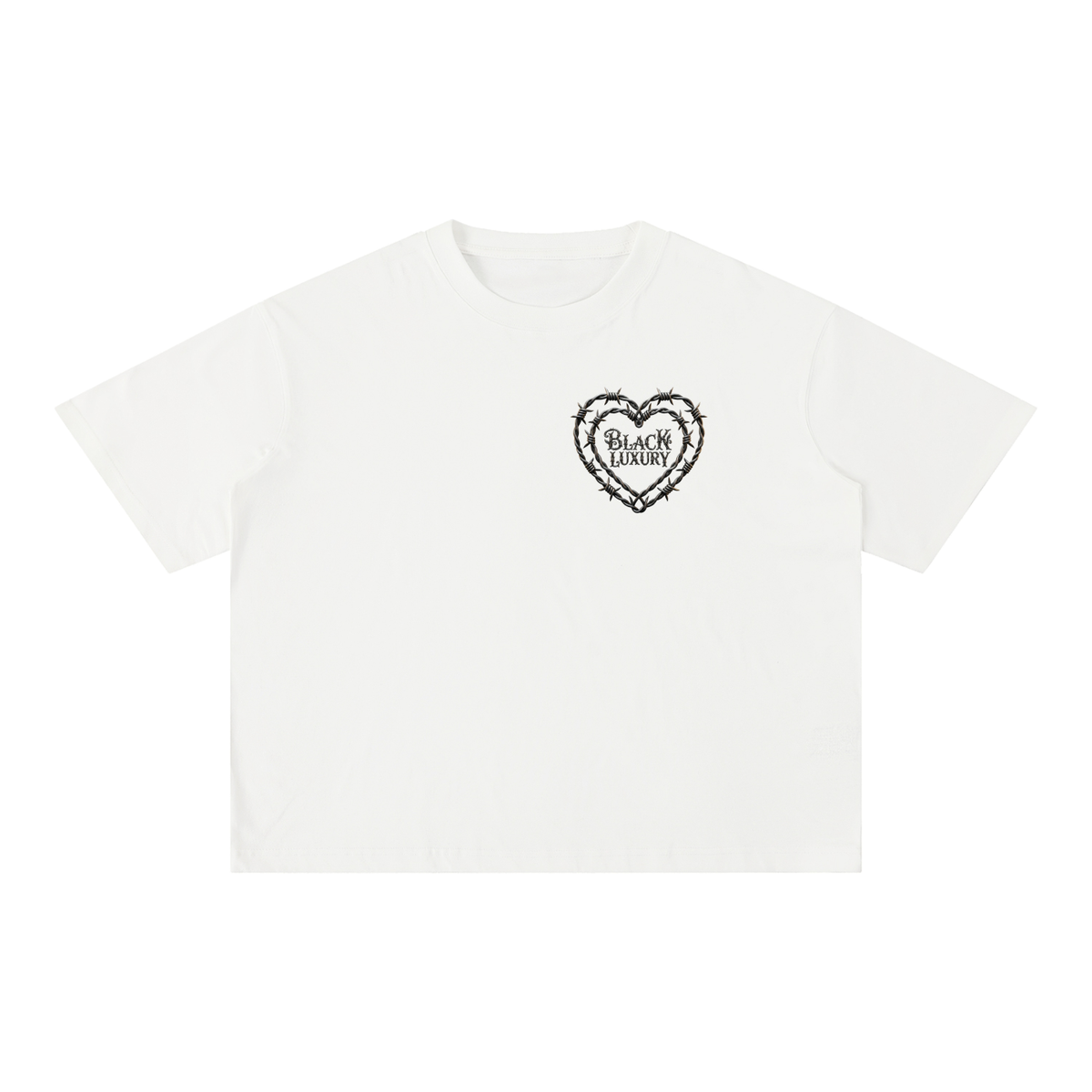 Barbed wire heart Mineral Wash Boxy Cotton T-Shirt
