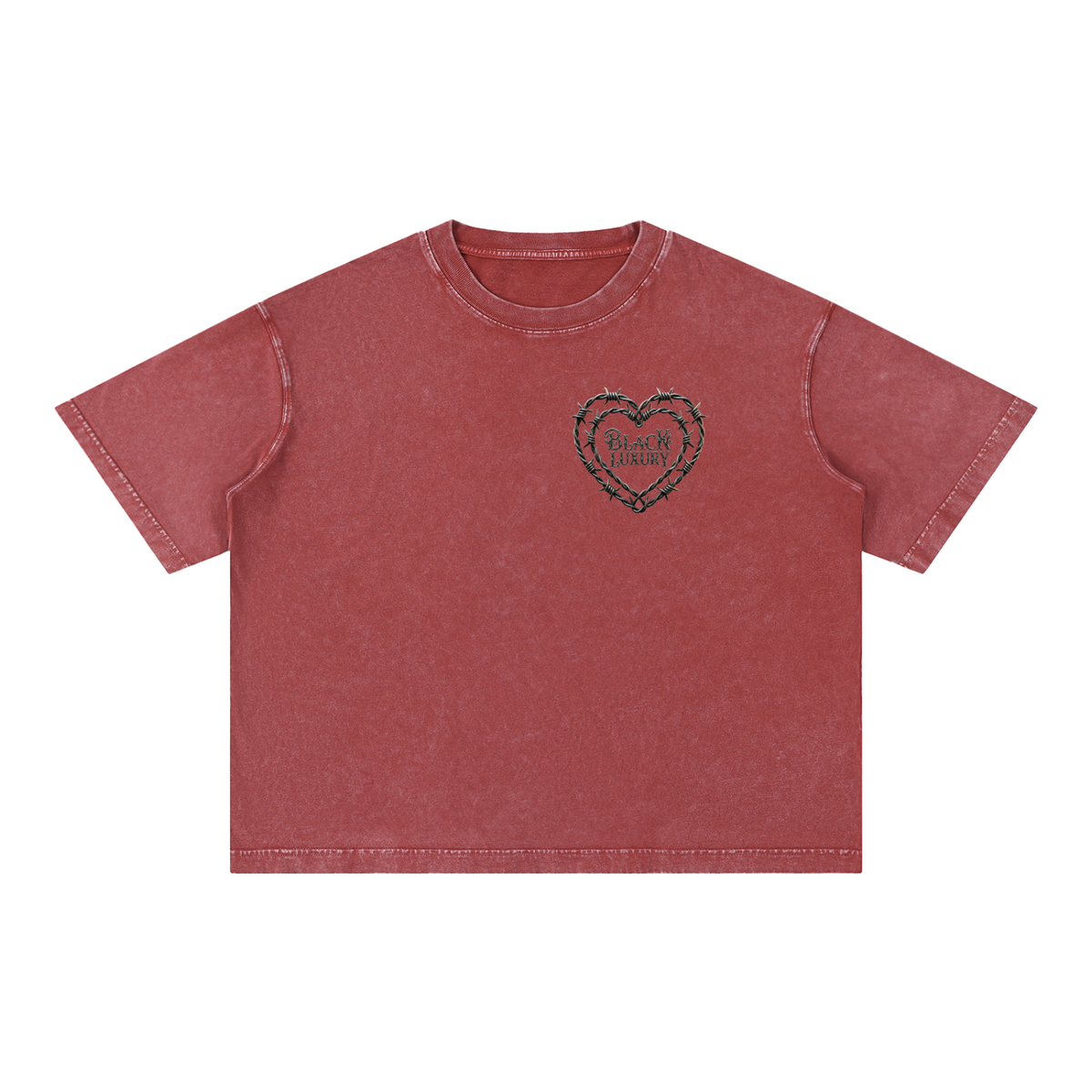 Barbed wire heart Mineral Wash Boxy Cotton T-Shirt