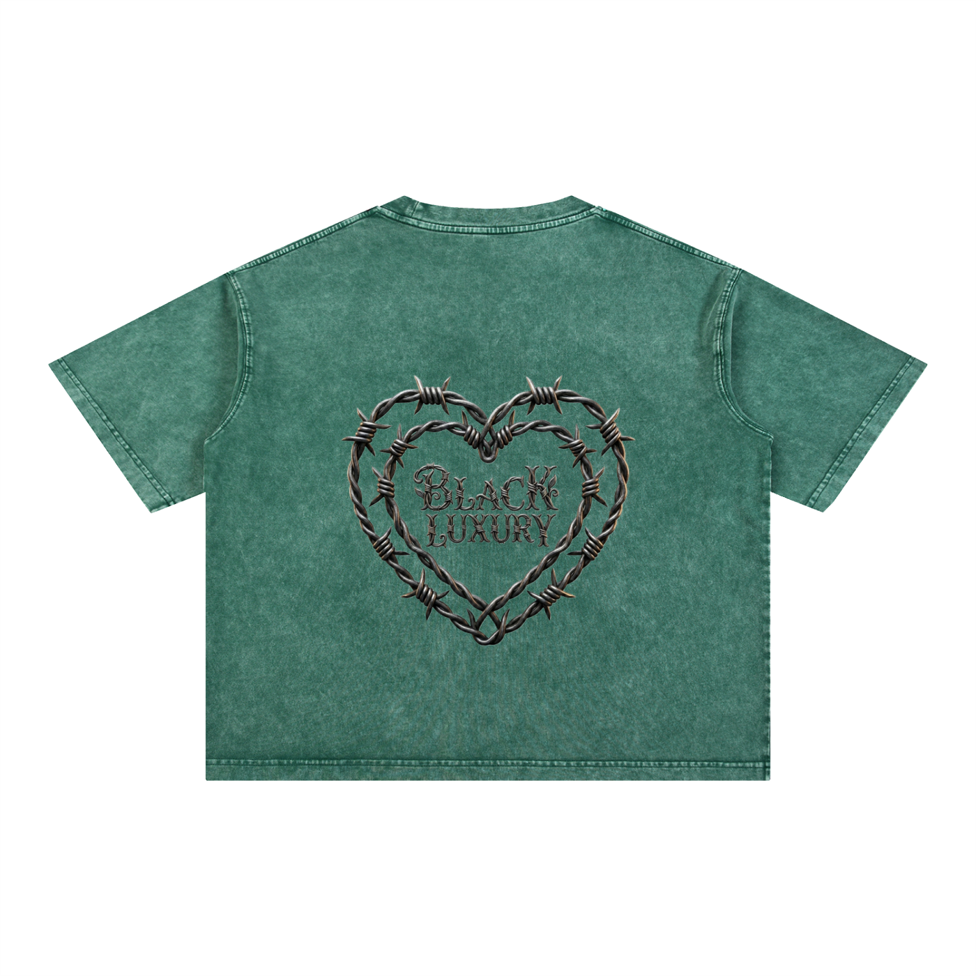 Barbed wire heart Mineral Wash Boxy Cotton T-Shirt