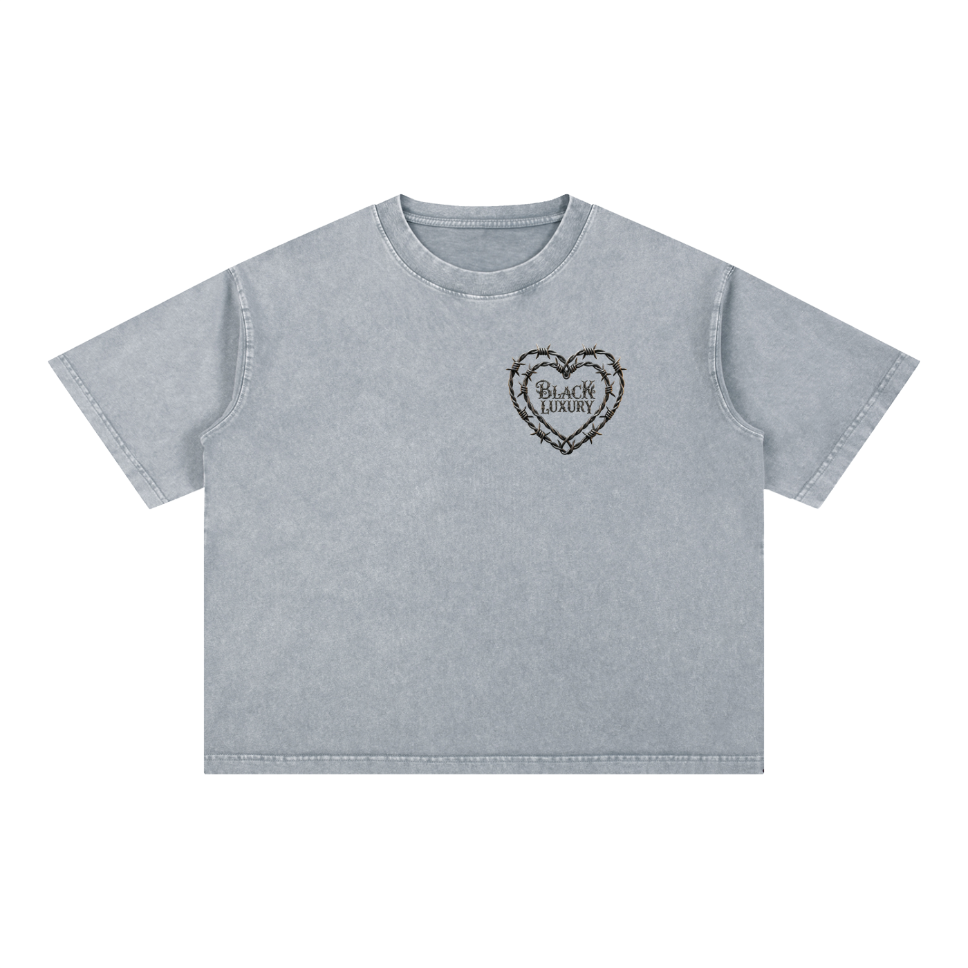 Barbed wire heart Mineral Wash Boxy Cotton T-Shirt