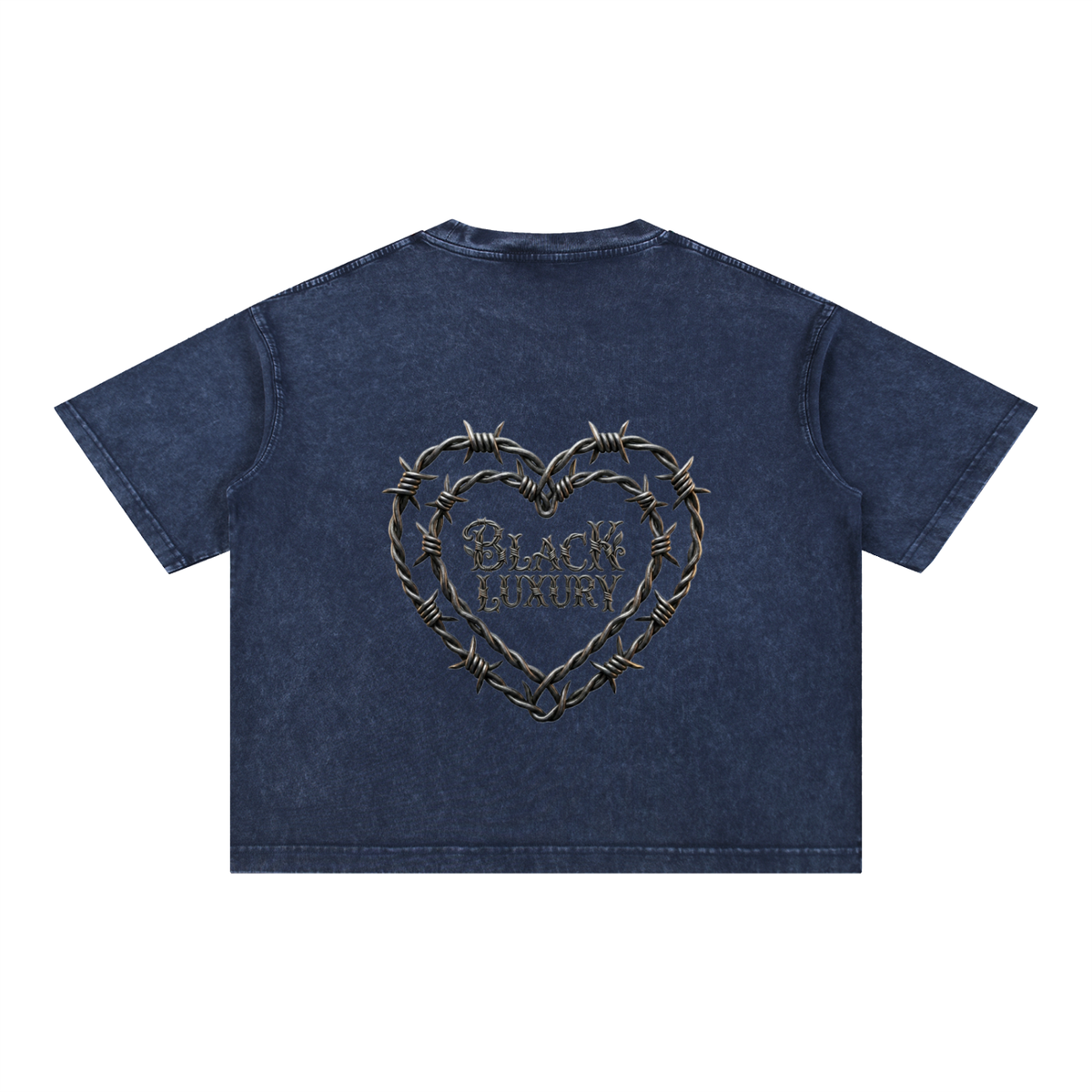 Barbed wire heart Mineral Wash Boxy Cotton T-Shirt