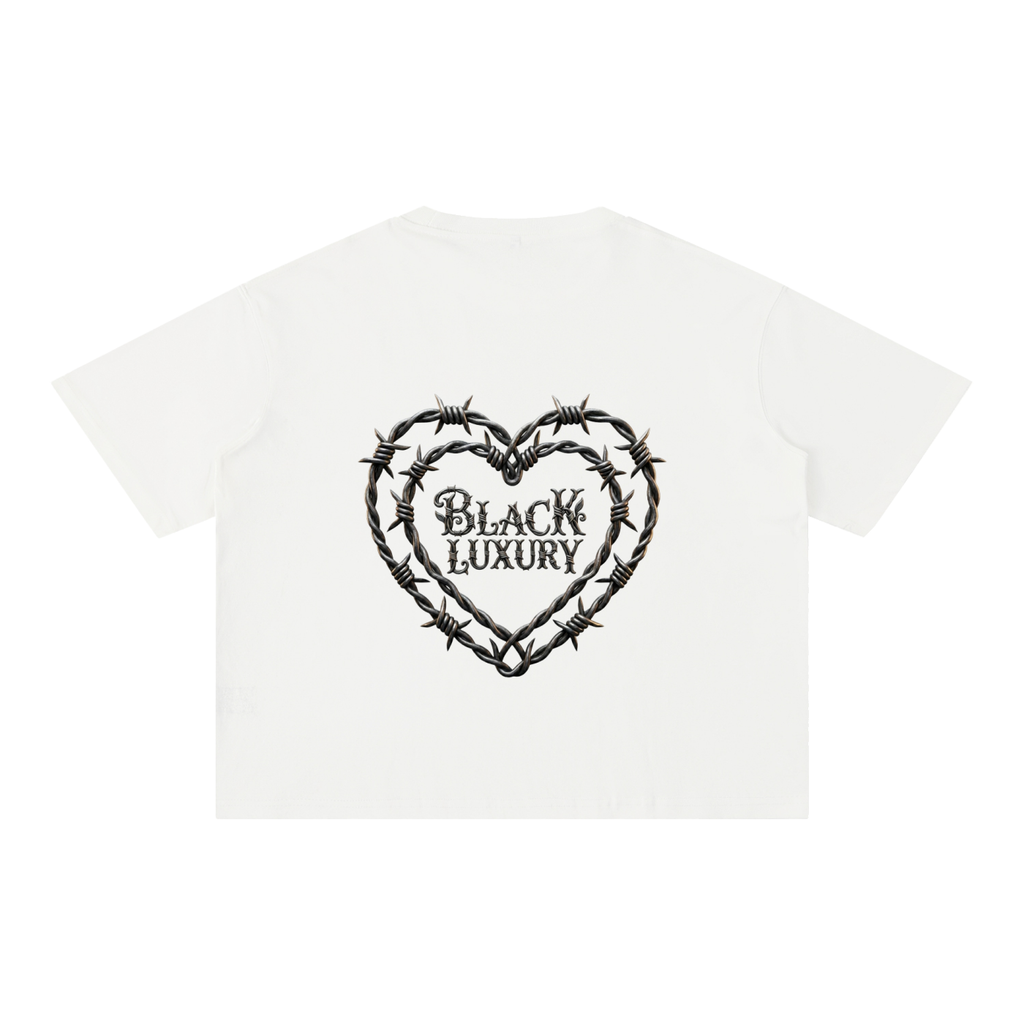 Barbed wire heart Mineral Wash Boxy Cotton T-Shirt