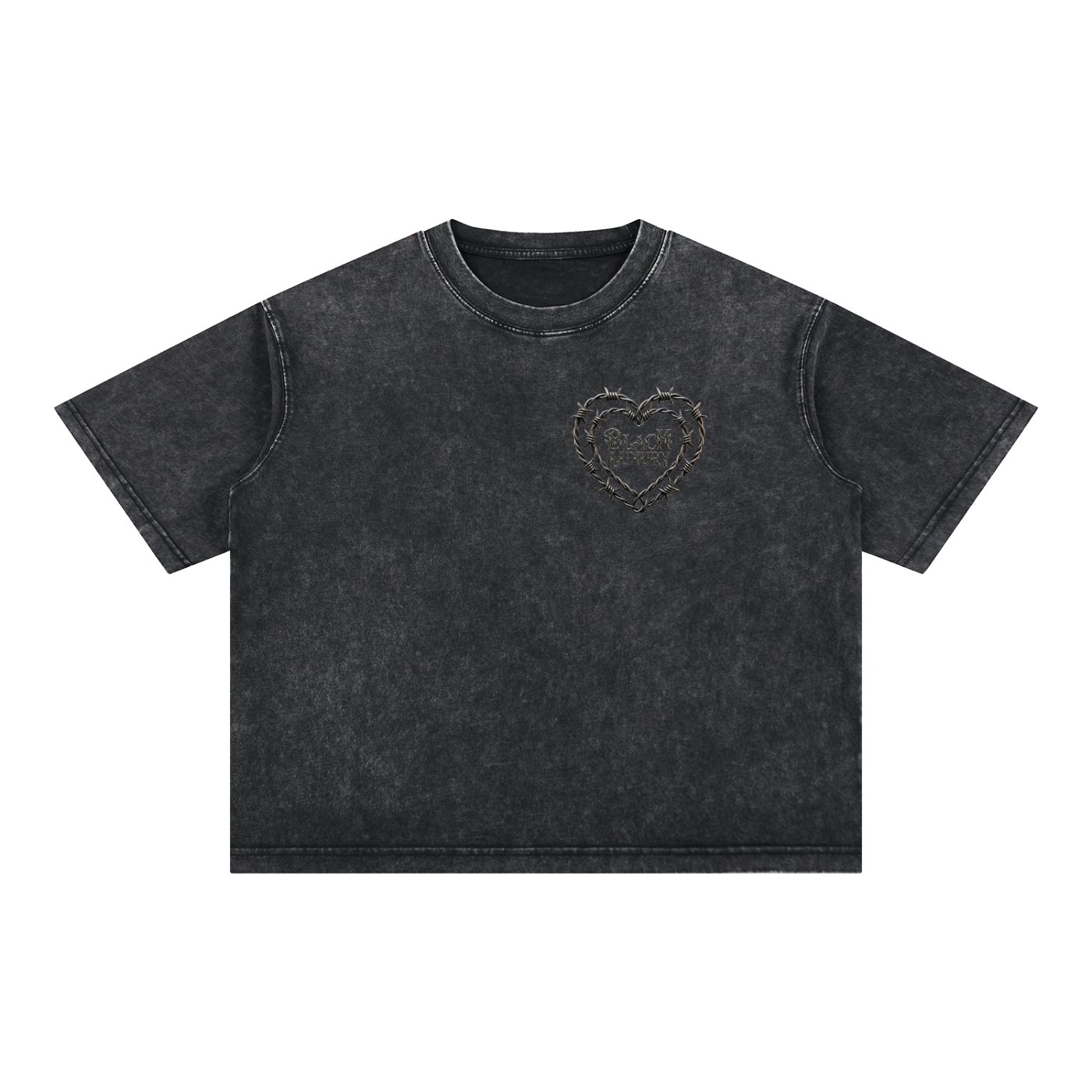 Barbed wire heart Mineral Wash Boxy Cotton T-Shirt