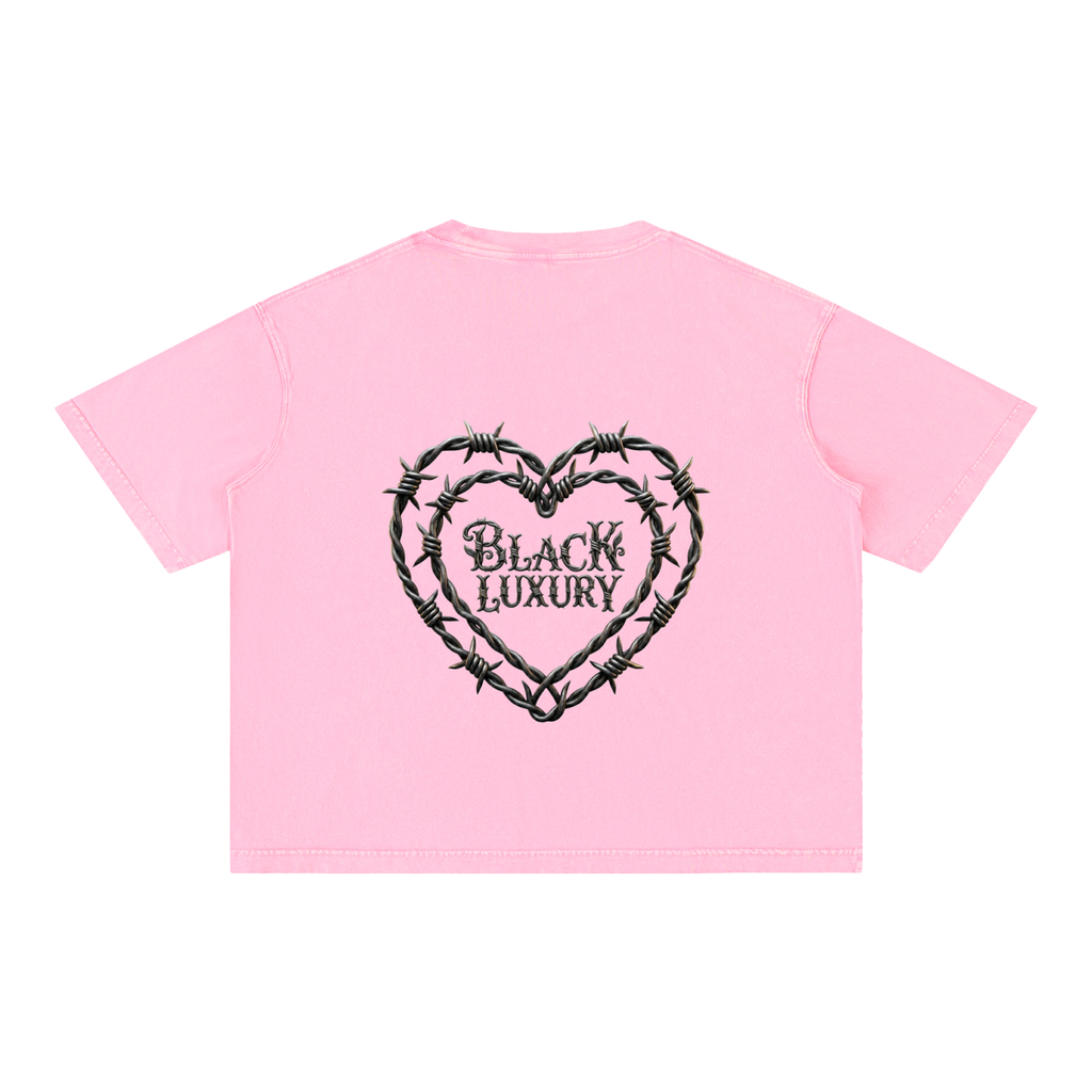 Barbed wire heart Mineral Wash Boxy Cotton T-Shirt