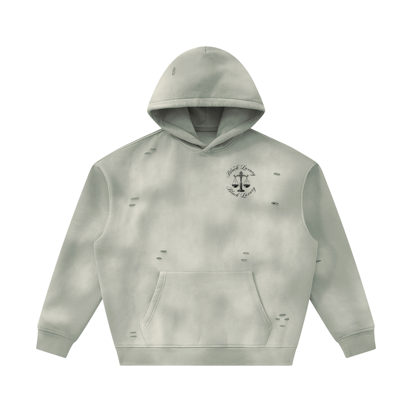 Black Scale Sunfade Frayed Fleece Hoodie