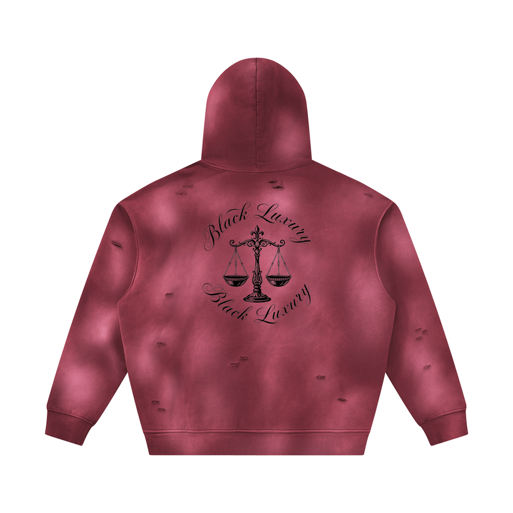 Black Scale Sunfade Frayed Fleece Hoodie