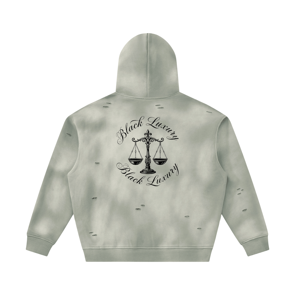 Black Scale Sunfade Frayed Fleece Hoodie
