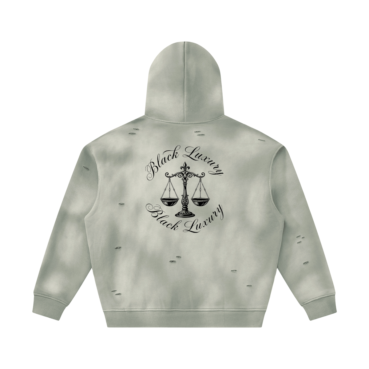 Black Scale Sunfade Frayed Fleece Hoodie