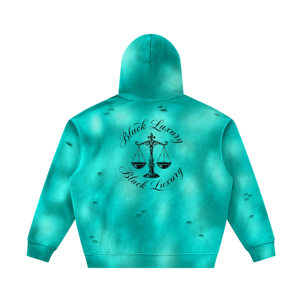 Black Scale Sunfade Frayed Fleece Hoodie
