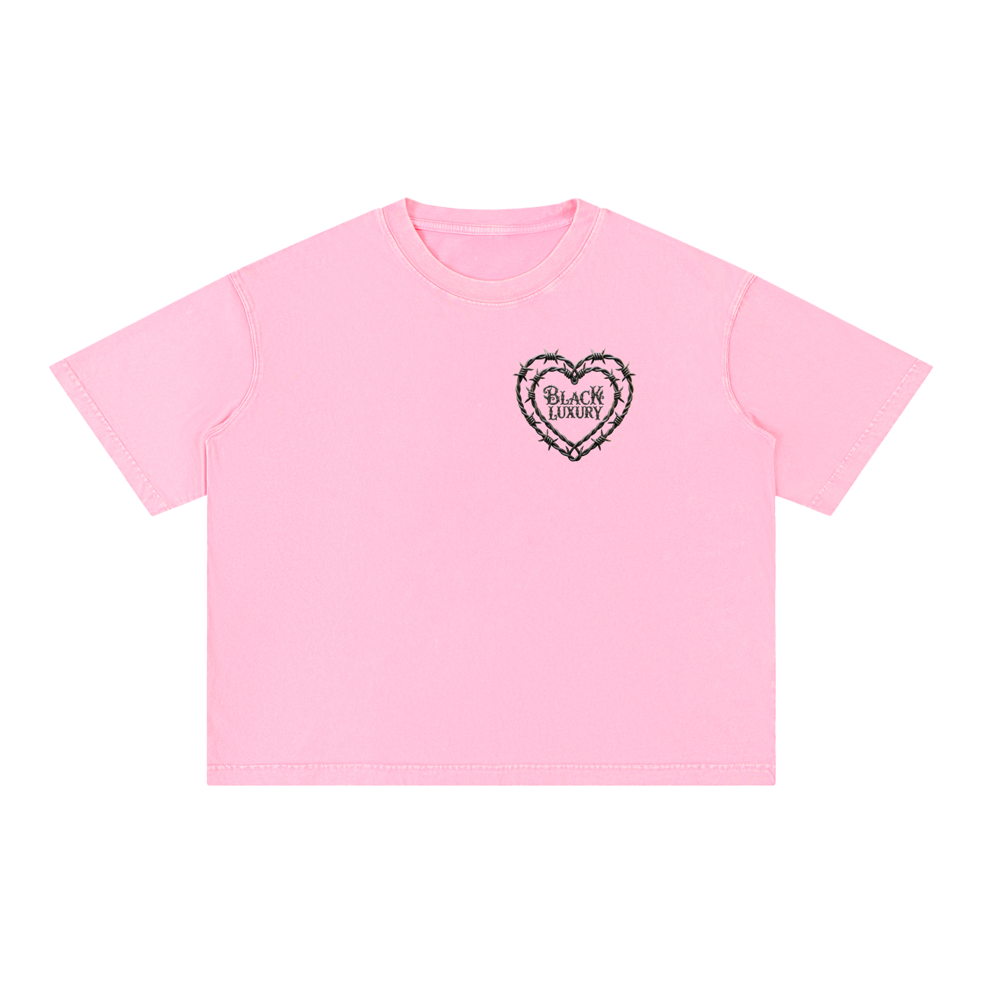 Barbed wire heart Mineral Wash Boxy Cotton T-Shirt