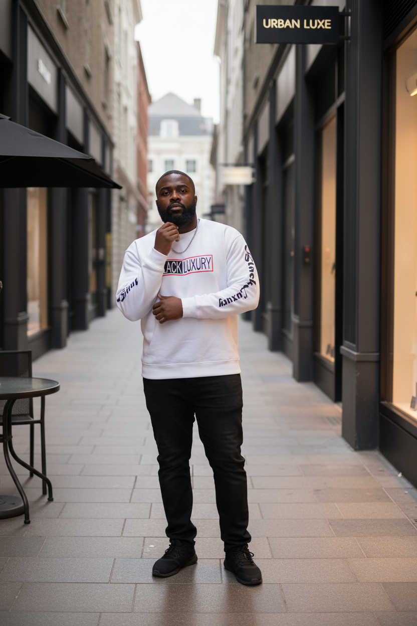 White, Navy Blue and Orange sweatshirt
