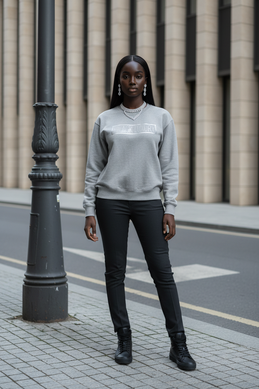 Gray sweatshirt with Gray glitter logo