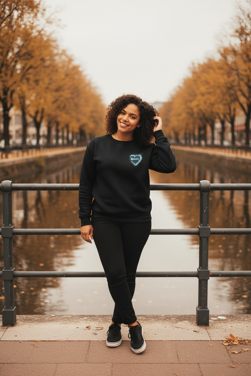 Black and sky blue protected heart