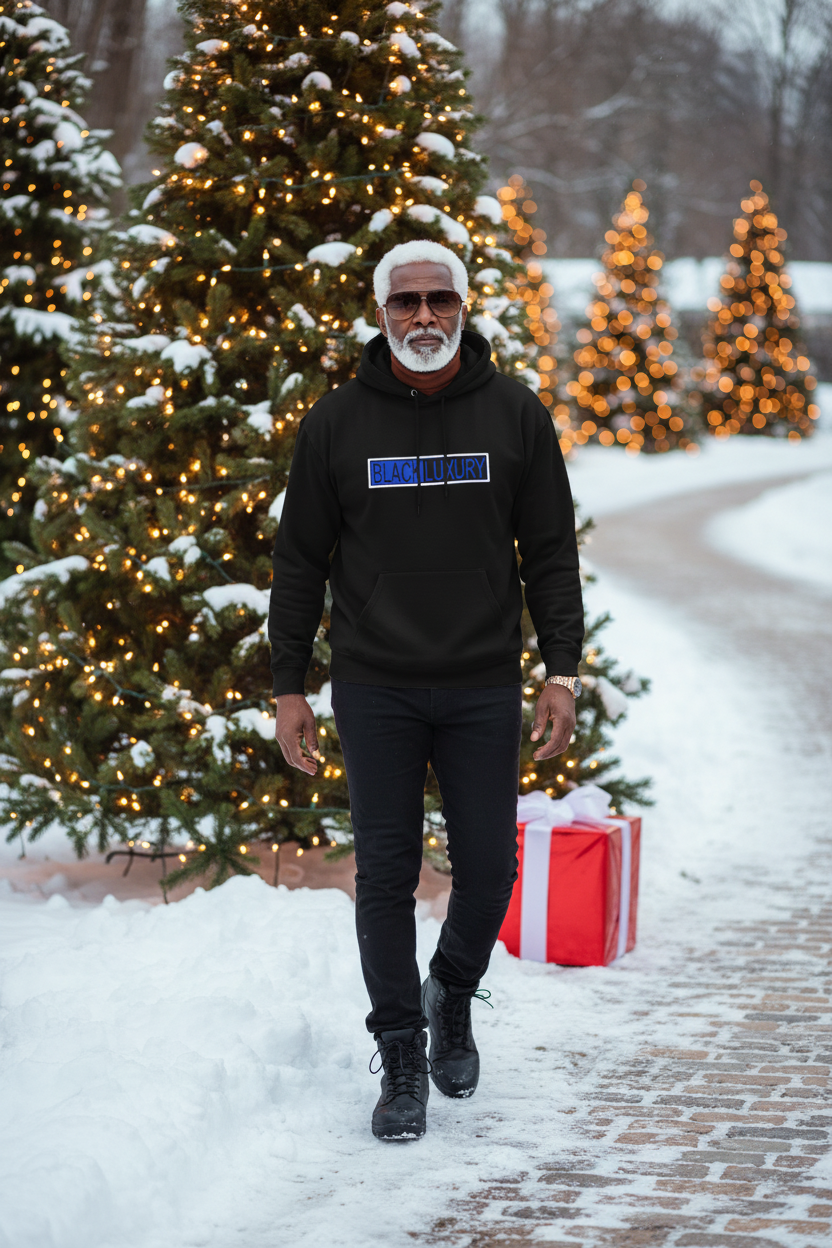 Black, Blue and white hoodie