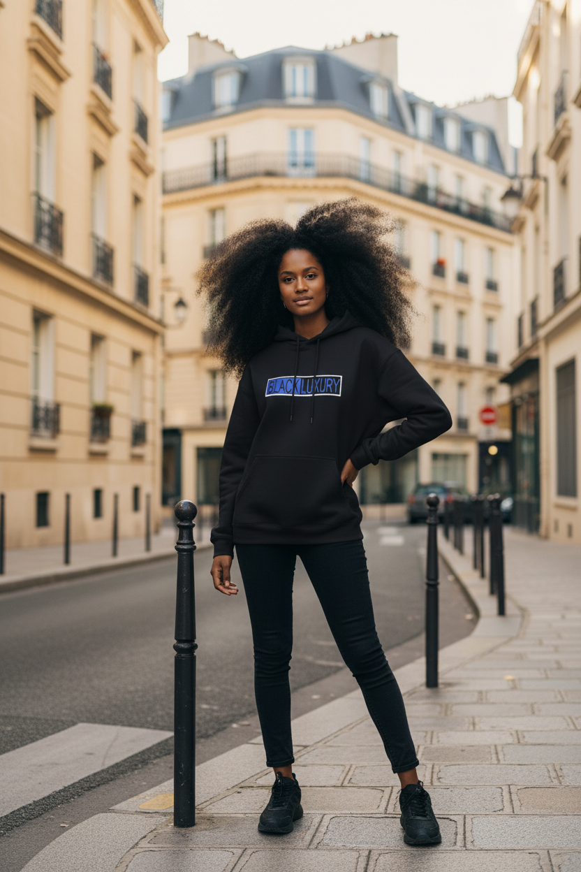 Black, Blue and white hoodie