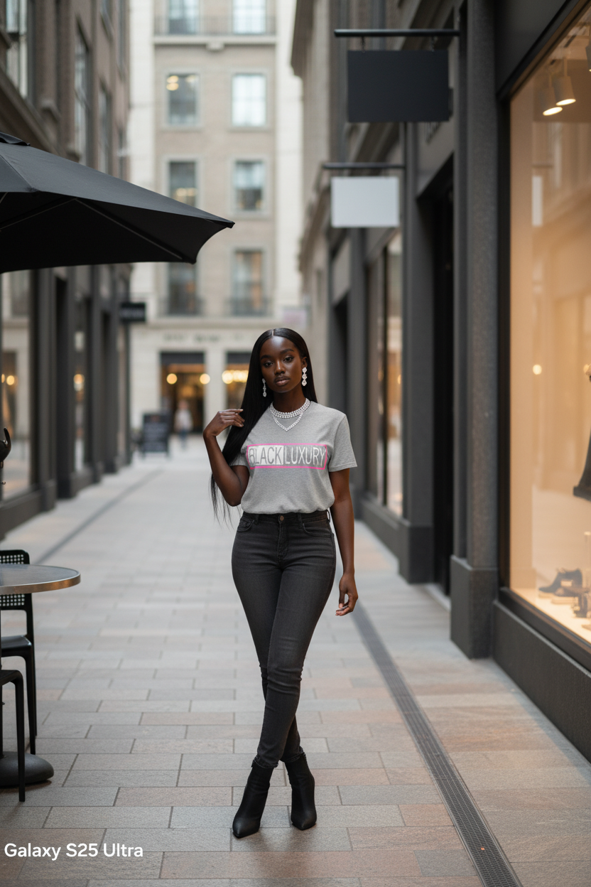 Gray, Pink and White T-shirt