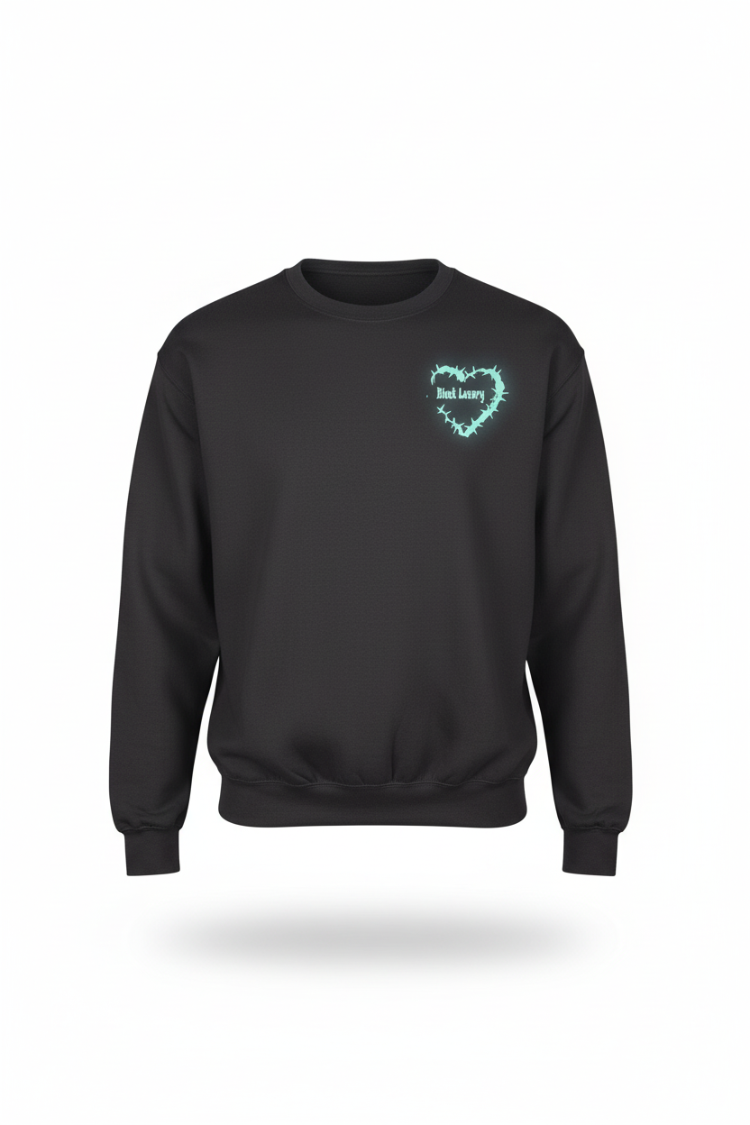 Black and sky blue protected heart