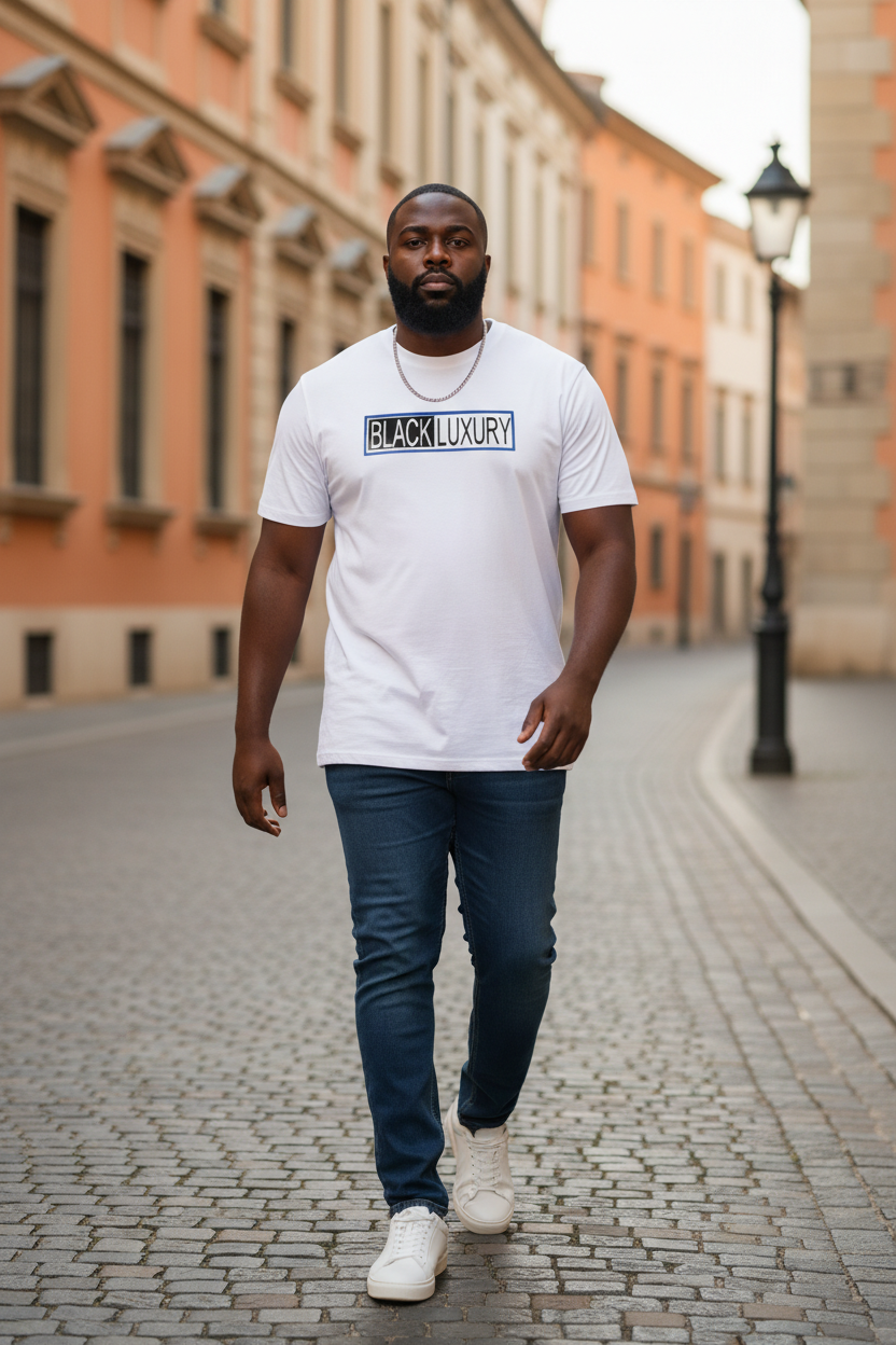 White, Black and Blue T-shirt